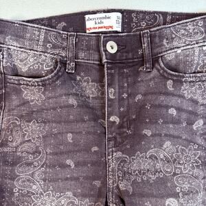 Abercrombie Kids Jeans Girls 14 Slim Black Paisley Bandana Skinny Stretch Good